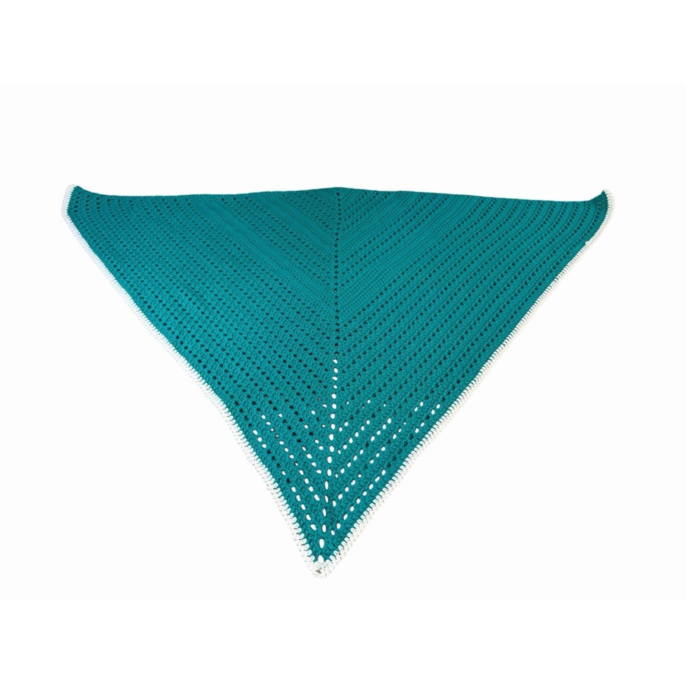 Handmade Crochet Shawl Wrap women or girls triangle teal